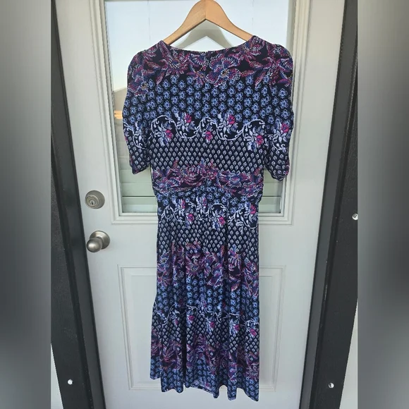 $139 Jessica Howard Dress Sz 8 Elbow-Sleeve Gathered-Waist Stretchy New - Picture 13 of 15
